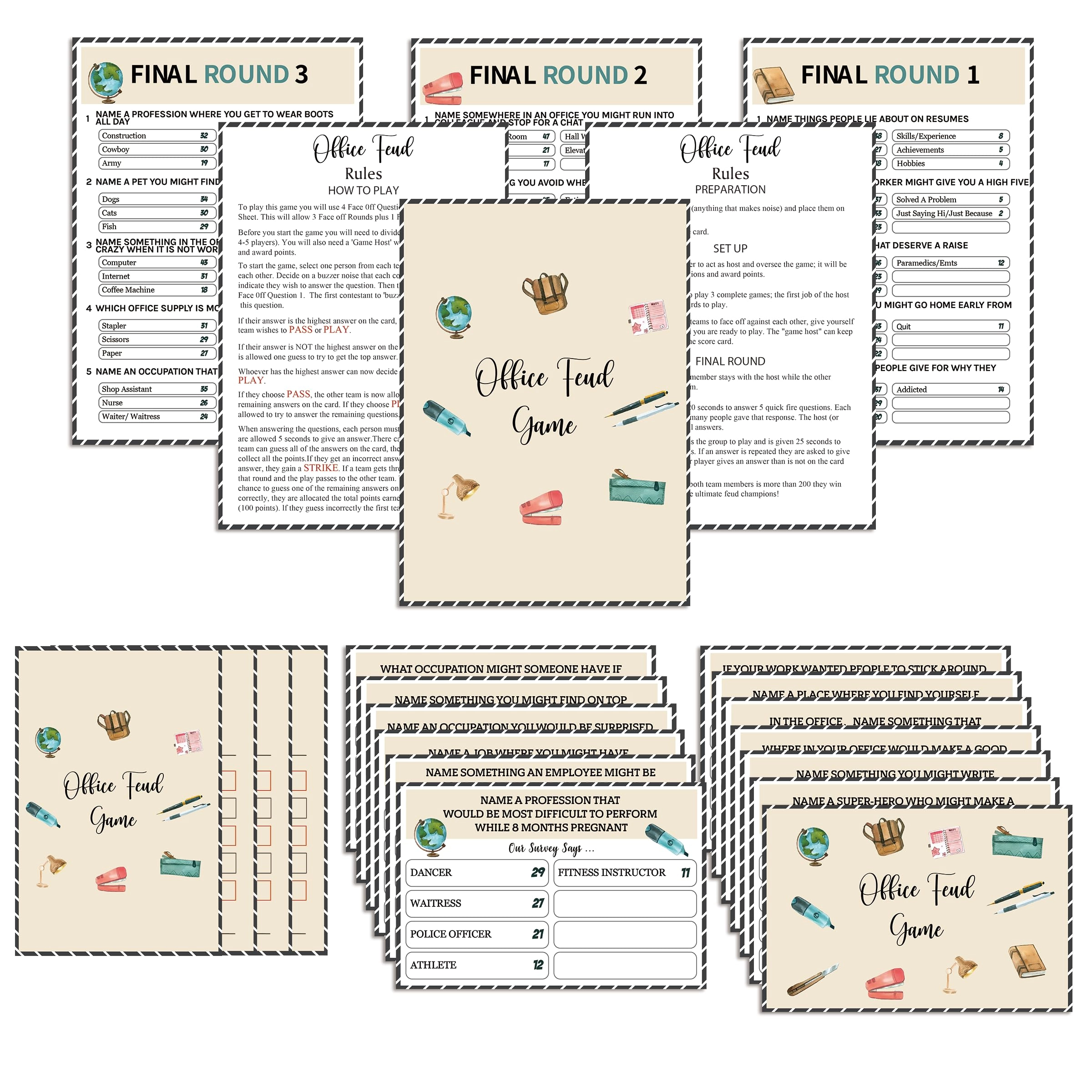 stizak Office Party Feud - Team Building Trivia Set