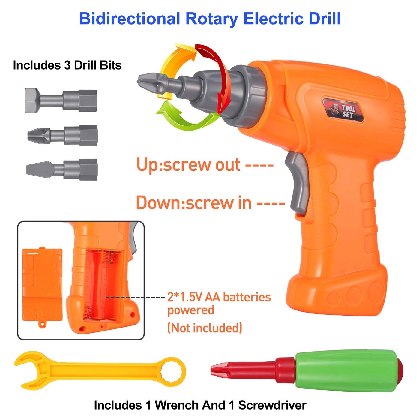Screwdriver Toy - 223 pieces + Drill Set + Play Toolbox + Game Activities Center - 3-10 years+