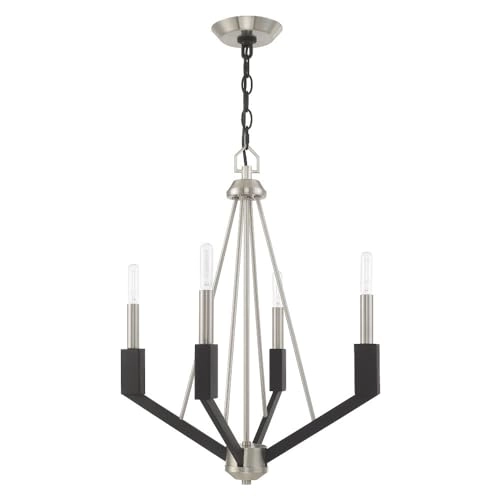 Mini Chandelier - 4 Lt Brushed Nickel & Black