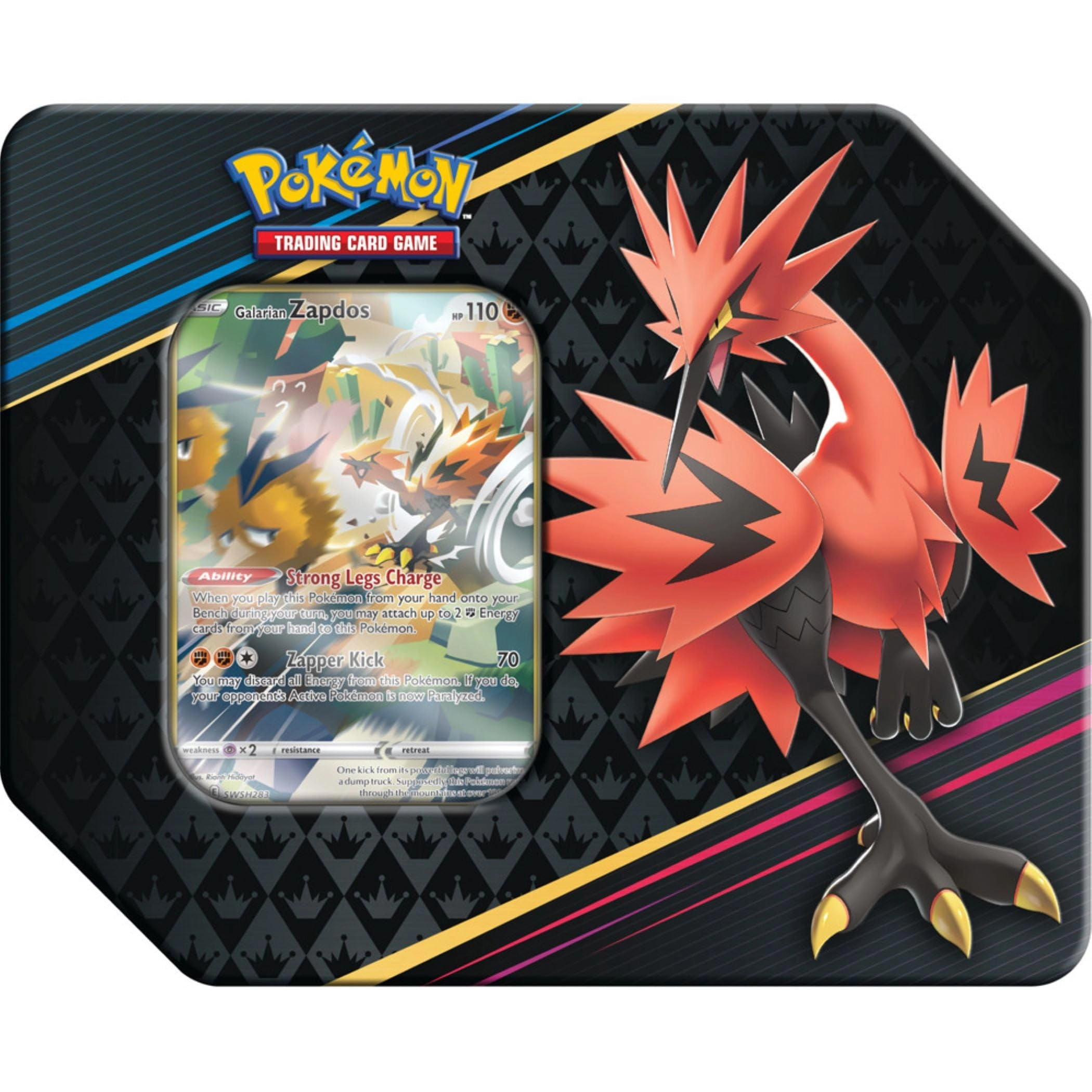 The Pokémon Company International Crown Zenith Galarian Zapdos Tin - 5 Booster Packs Promo Card
