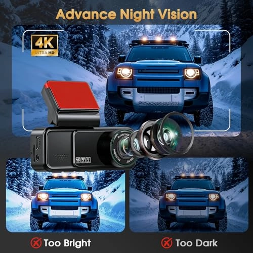 Dual Front and Rear Dashcam - 3840*2160 2K