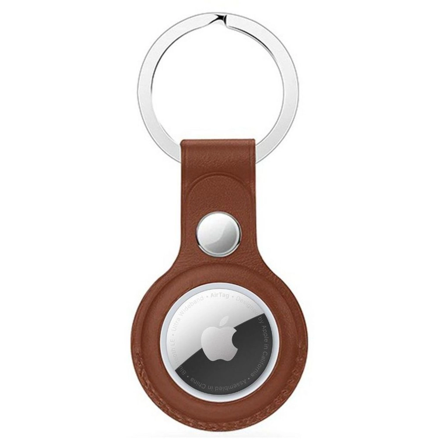 Leather Key Ring - AirTag Brown