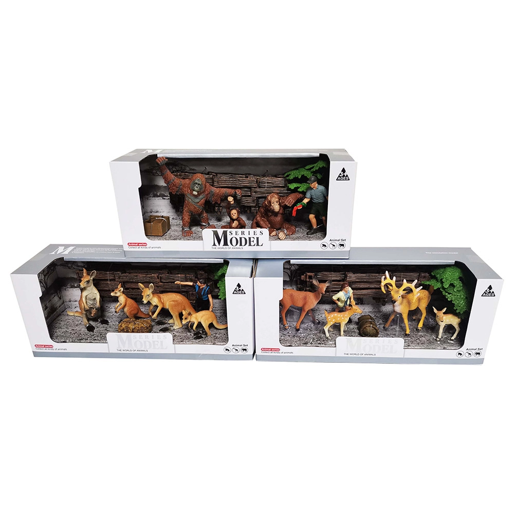 Series Animal Figure Mix - Orangutan + Deer + Kangaroo (TT-TTC-Q9899-C6) 3 pcs