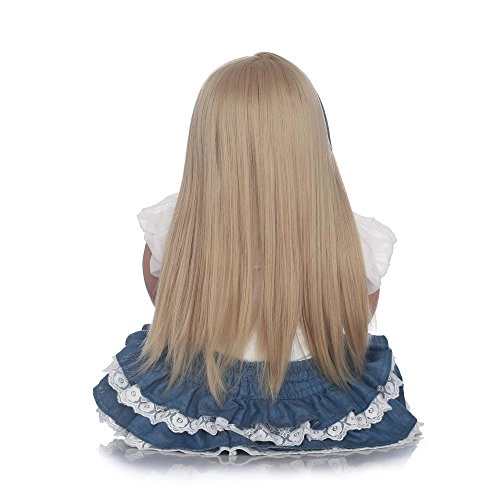 Reborn Toddler Doll - 28inch Long Straight Golden Hair + Plush Toy