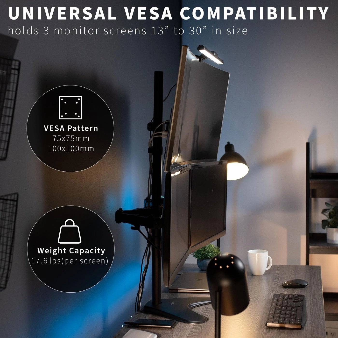 Triple Monitor Mount - three 24" 100x100mm