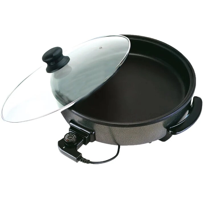 Multi-Function Electric Heat Pan - 12-Inch Non-Stick Adjustable Temperature Control
