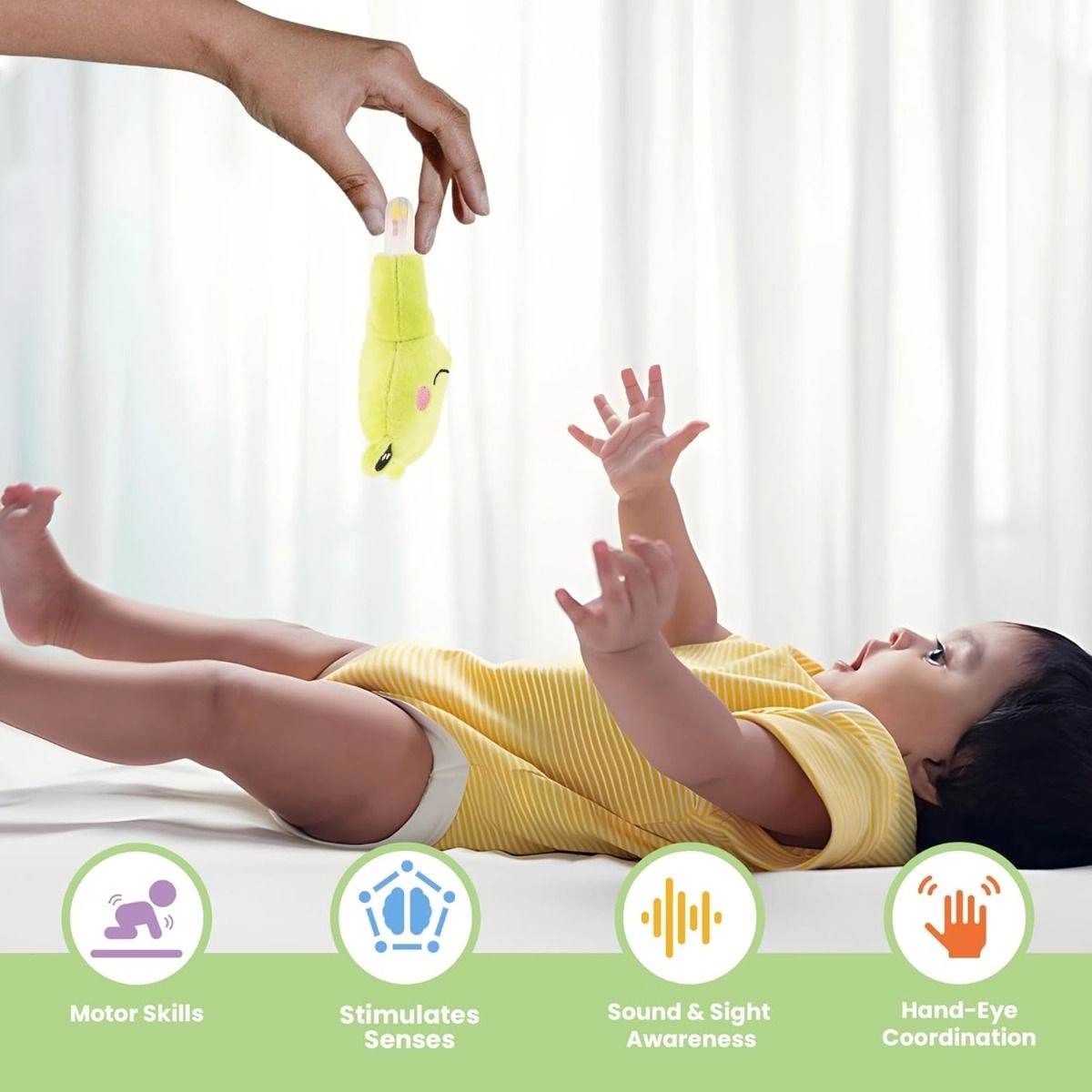 Playtime Frog Ring Rattle - Suitable For 0 to 12 Years soft fabric