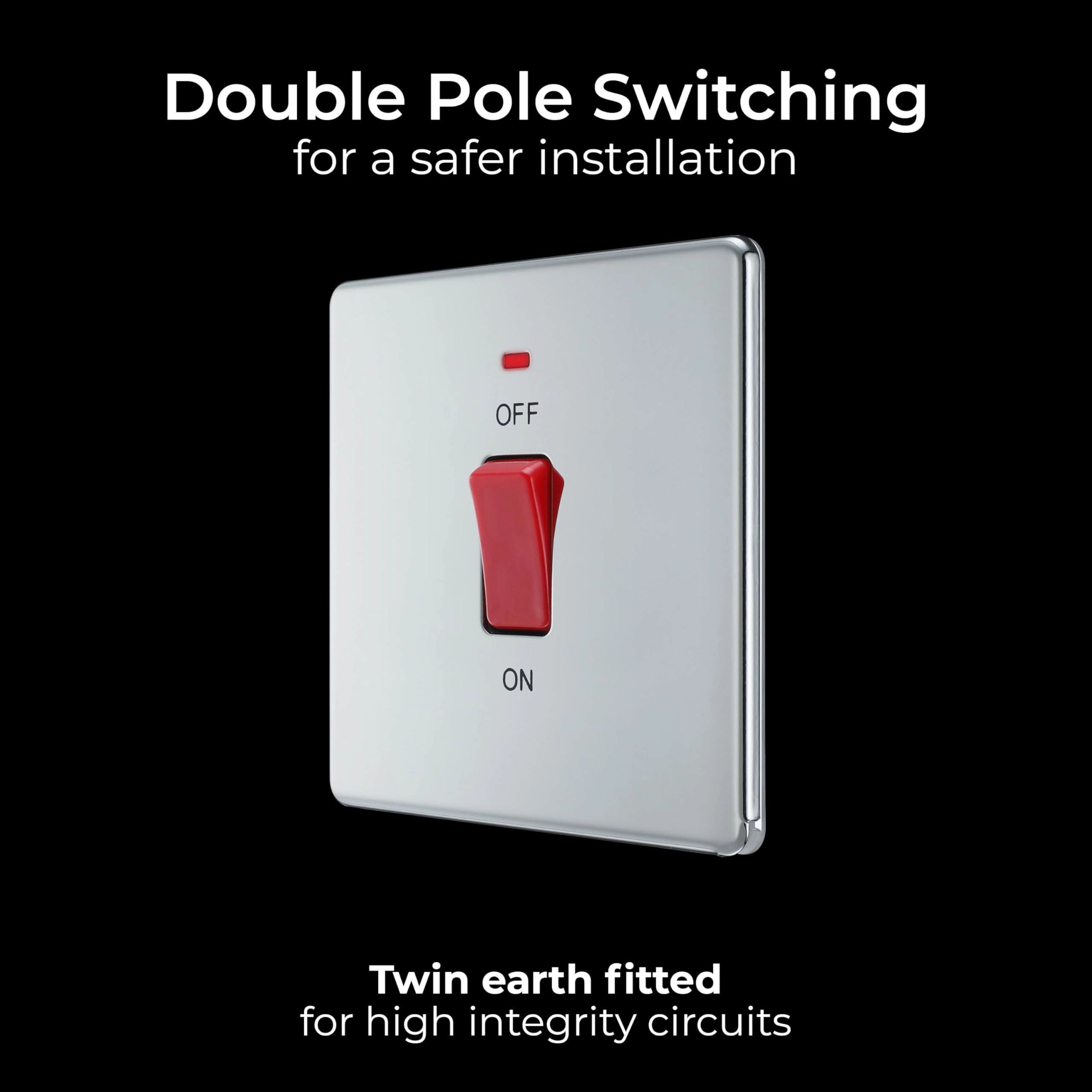 Cooker Control Switch Unit - 45A Double Pole LED Power Indicator