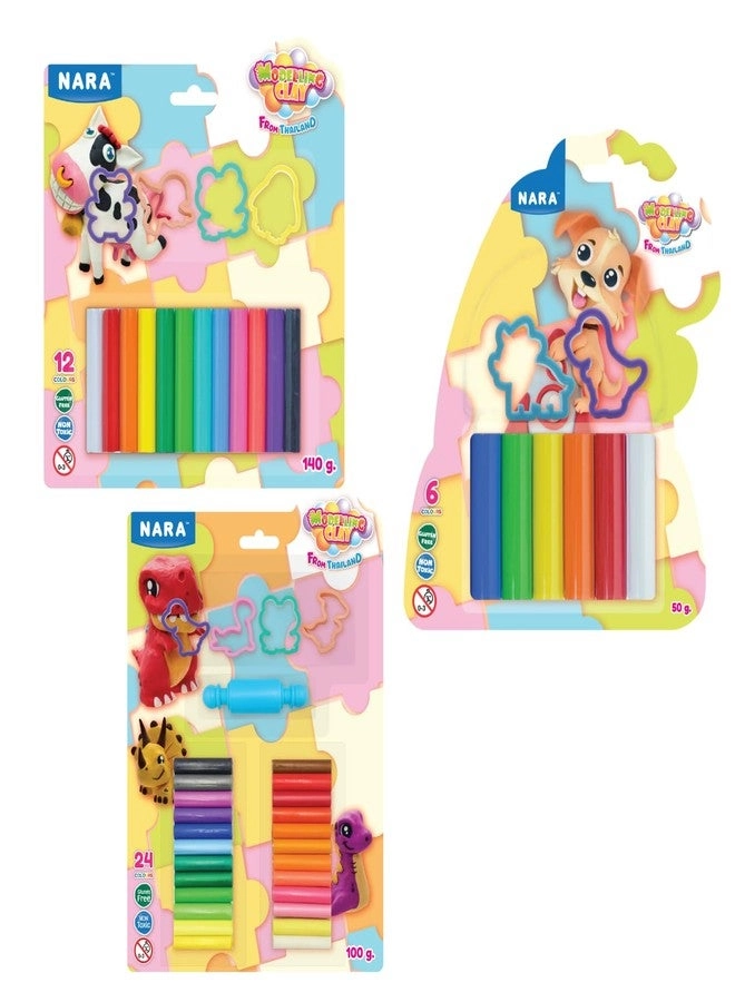 Nara Modelling Clay - Soft Non-Toxic + Shape Cutters + Rolling Pin