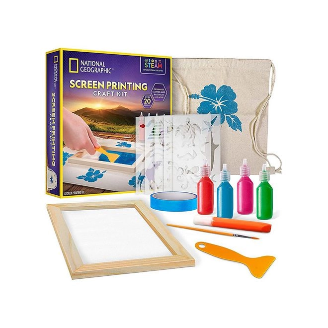 Screen Printing Craft Kit - Interactive 8 Years with Stencils, Paints & Bag