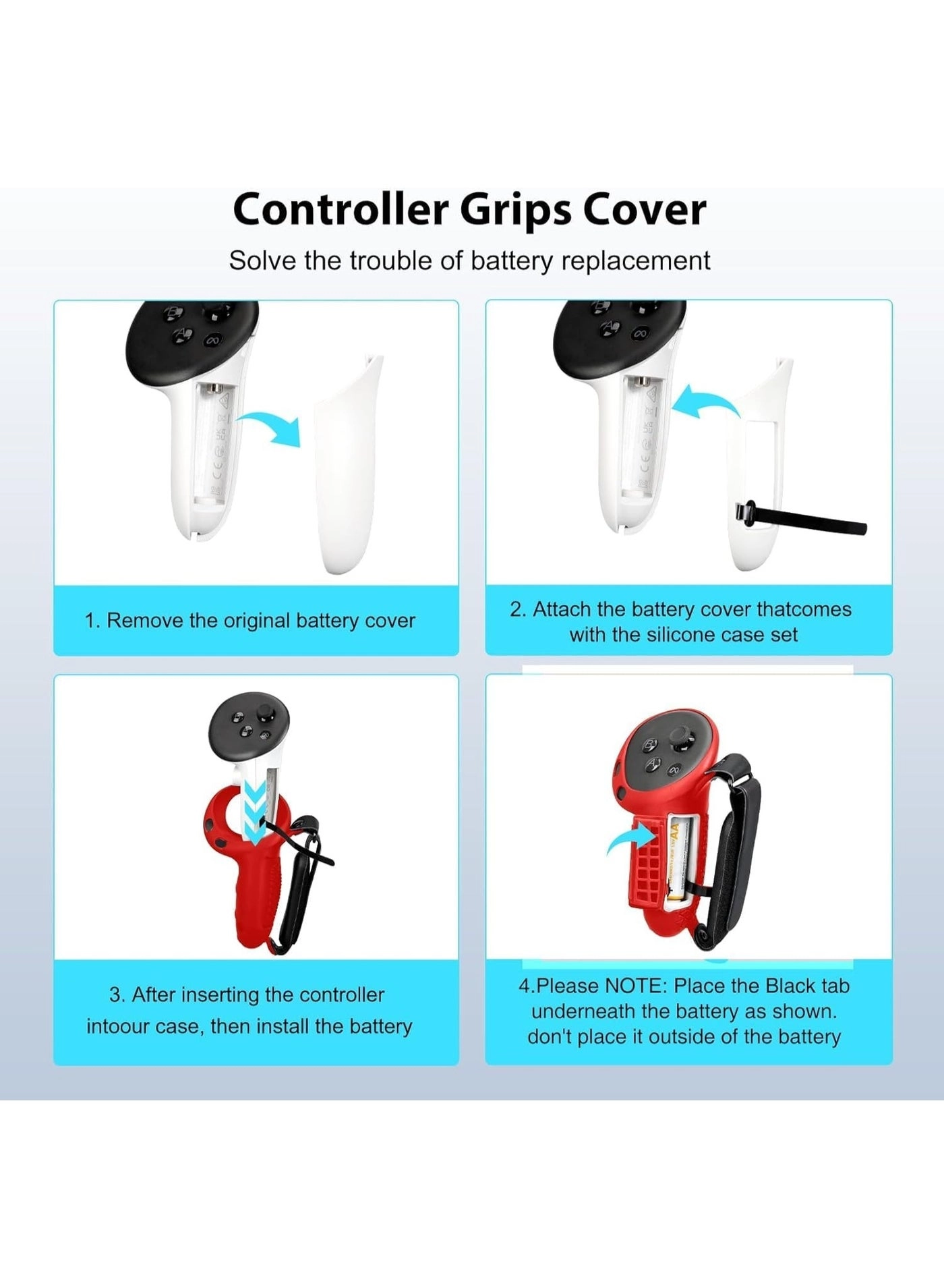 Controller Grips for Quest 3 - Upgraded Adjustable Foam Knuckle Straps