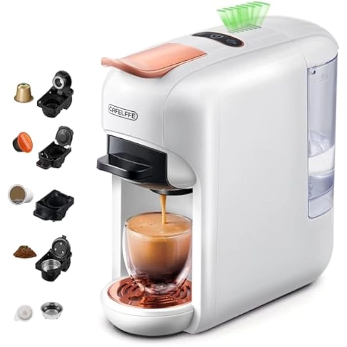 5-in-1 Automatic Capsule Coffee Machine - Hot & Cold, 7-Level LED, Multi-Capsule Compatible