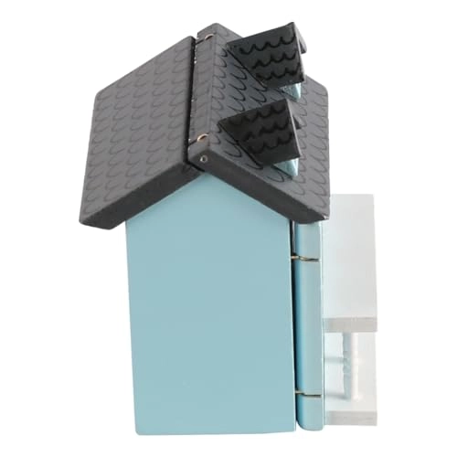 Miniature Wooden House - Blue 7 x 6.5 x 6.1 cm
