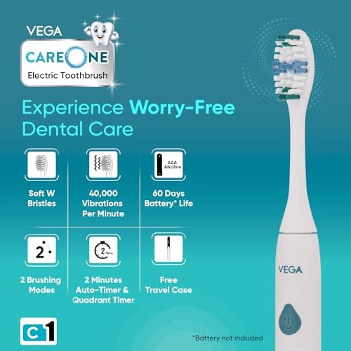 CareOne C1 - 2 Min Auto-Timer 3 Brush Head Battery Powered