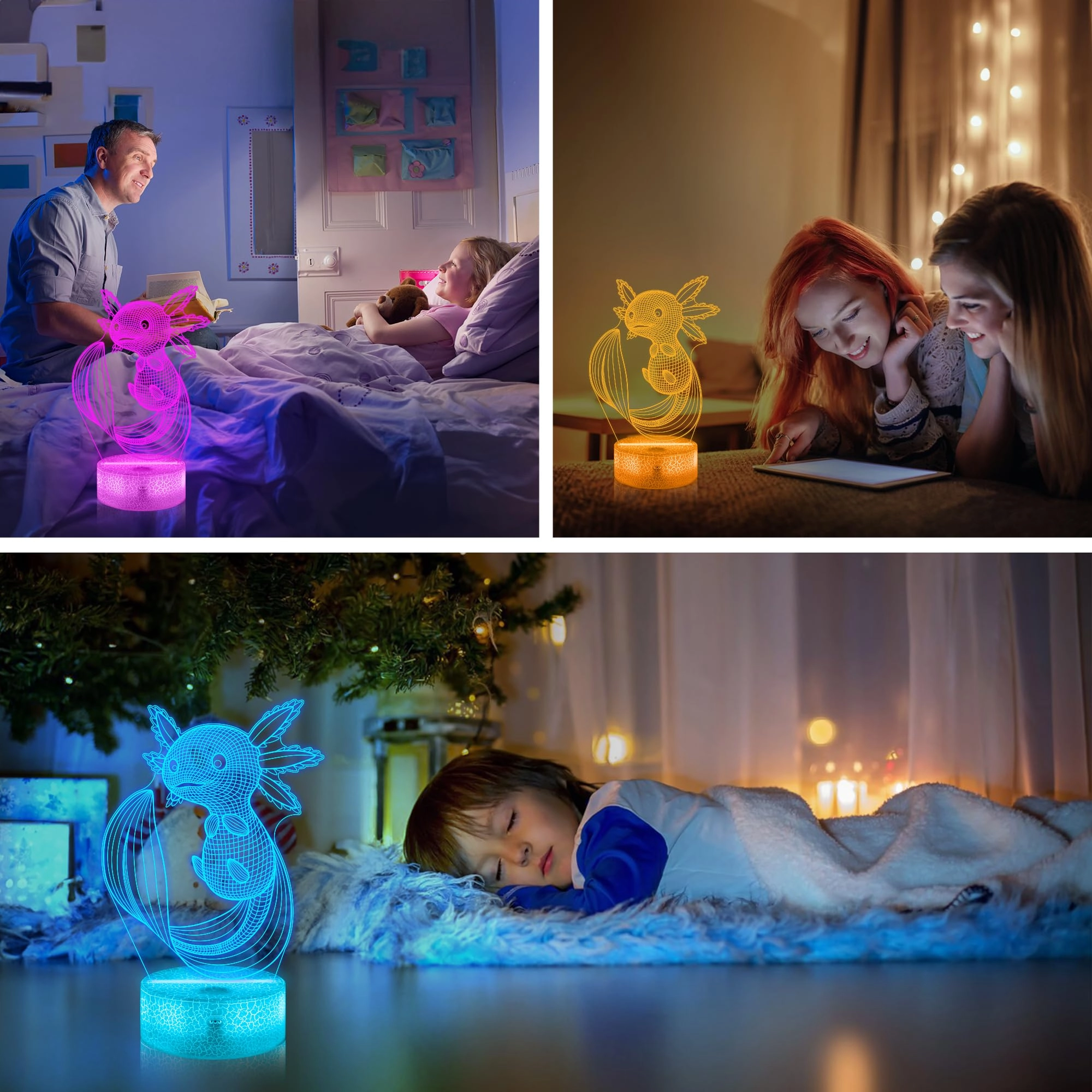 Axolotl Night Light - Battery Powered Multicolor
