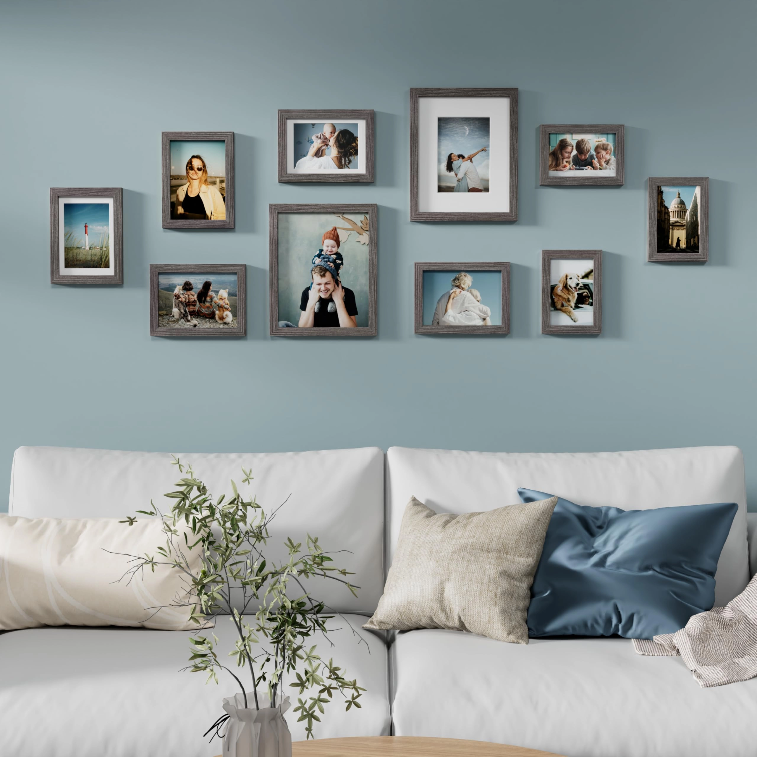 Picture Frames Set - 10 Pack Rustic Grey