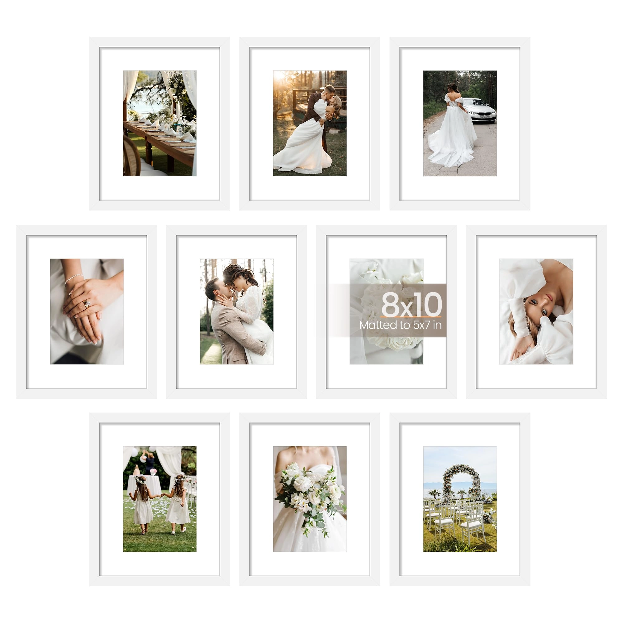 10 Pack Picture Frames - 8x10, 5x7, 4x6
