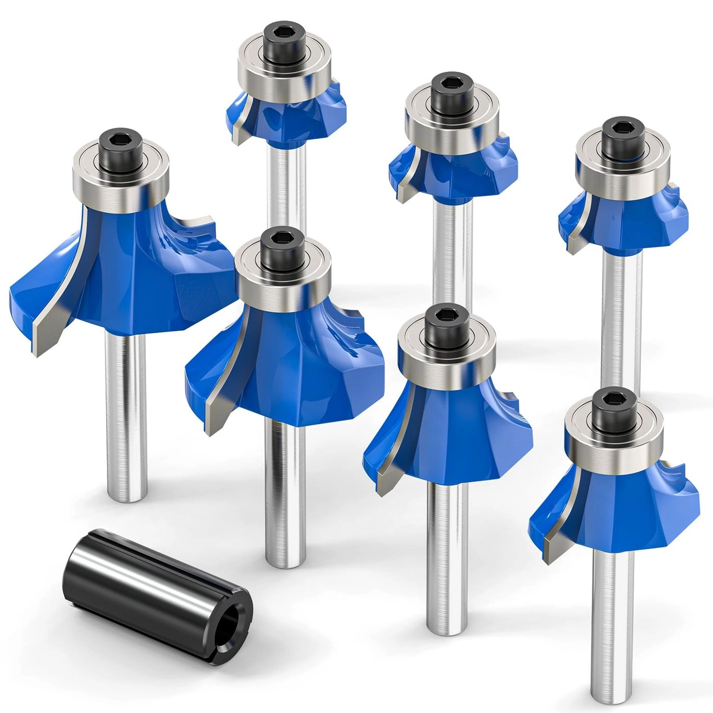MEIGGTOOL Roundover Edging Router Bit Set - 1/4"" Inch Shanks 7Pcs