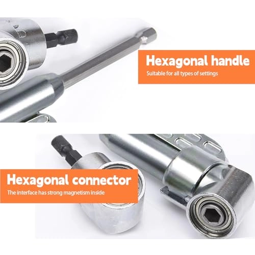 Right Angle Drill Attachment + 90 Degree Drill Adaptor + 105 Degree Right Angle Drill Bit Adapter + Drill Socket Adaptor - 1/4, 3/8, 1/2 inch