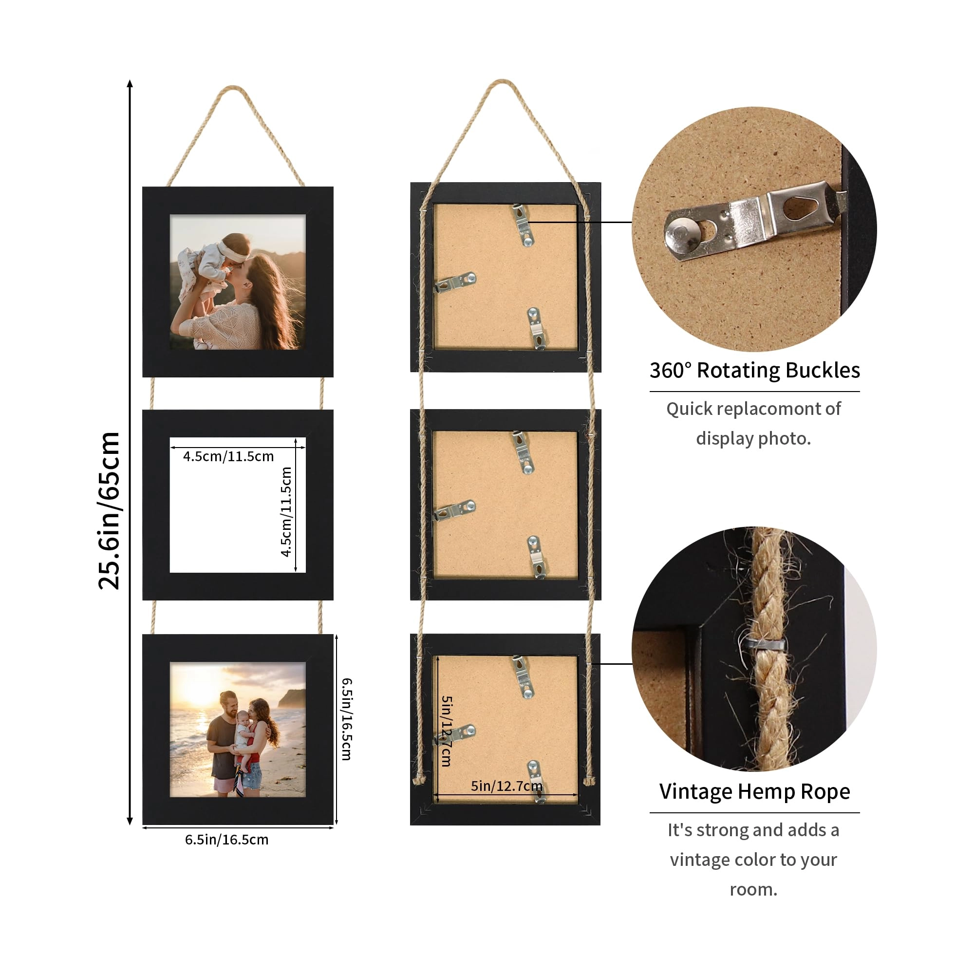 Collage Picture Frames - 5x5 in 3 Opening