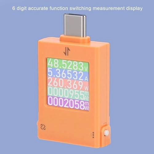 USB C Power Meter - HD Color Screen Rotatable Display 0-9999Wh