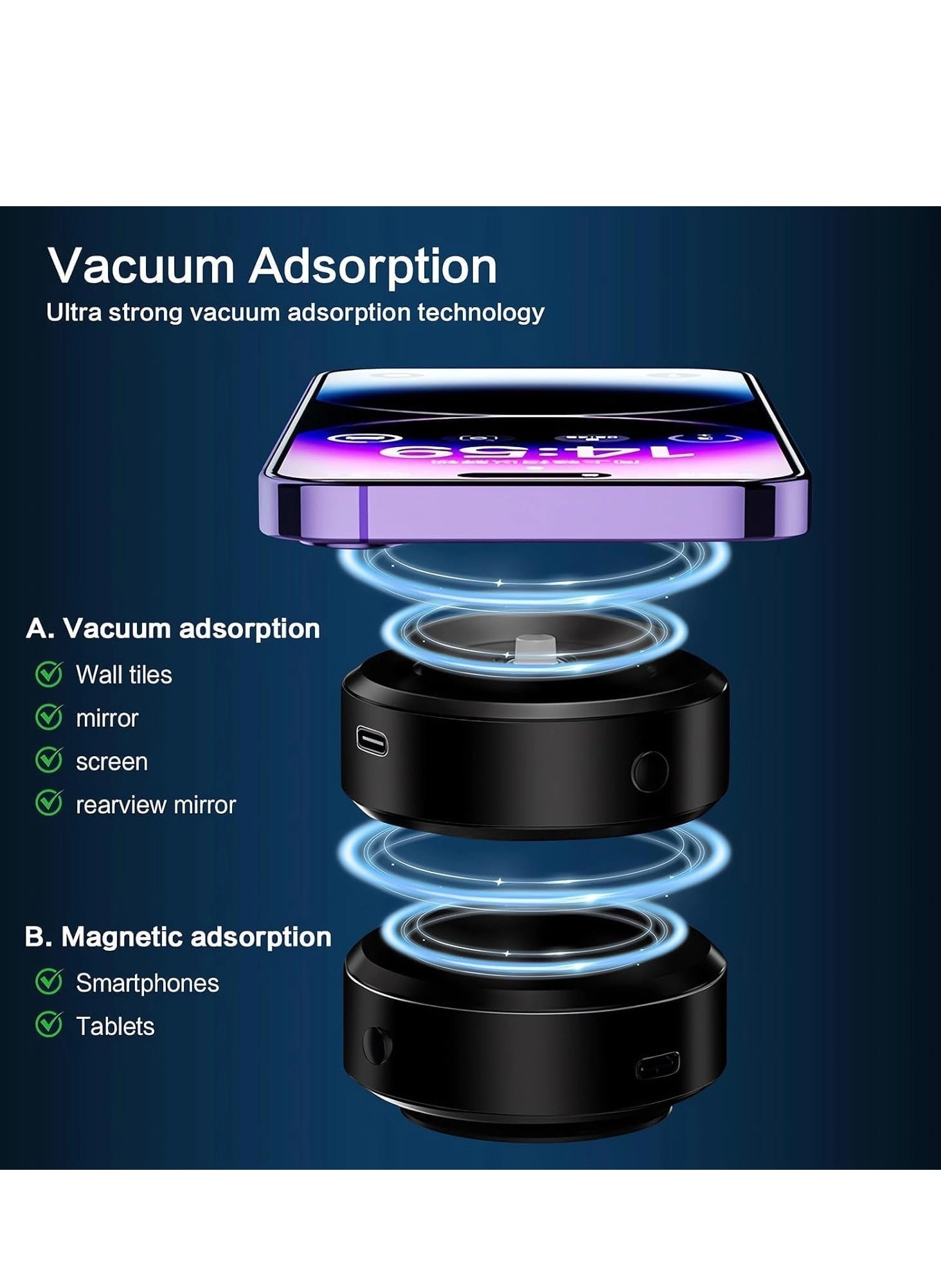 Magnetic Vacuum Suction Phone Holder