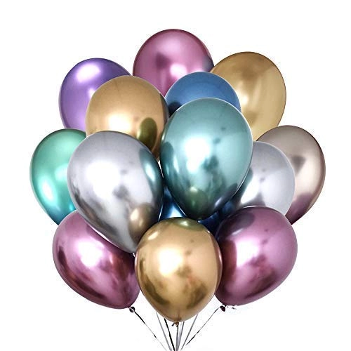 vinayakamart Chrome Metallic Balloons - 50.00 Count Baby Shower, Birthday, Christmas, New Year, Valentine's Day, Wedding