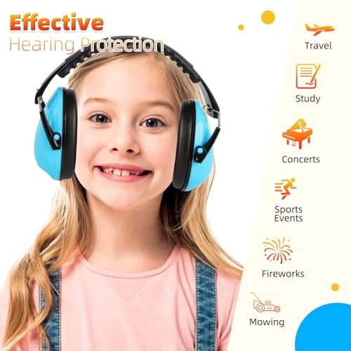 Kids Ear Protection Earmuffs - SNR 27dB Black Blue