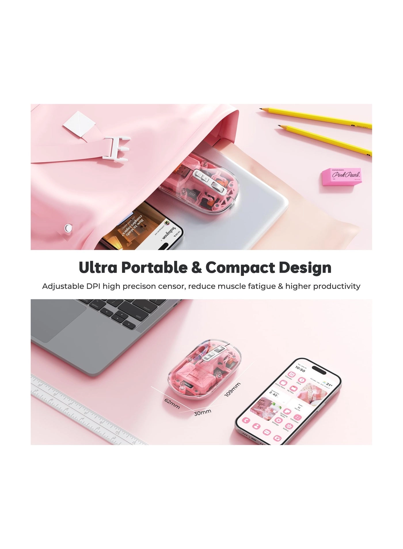 LED Rechargeable Slim Silent Mouse - Wireless