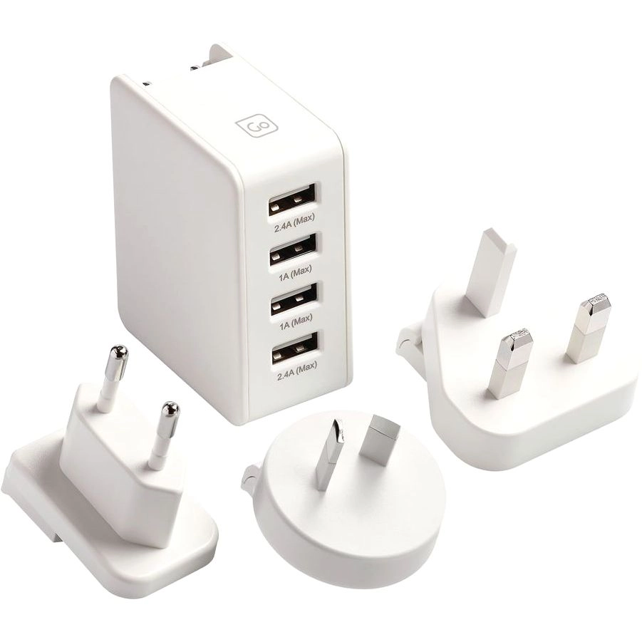 Go Travel 575 Adaptor - Integrated USA plug, interchangeable UK, EU and Australasian plugs