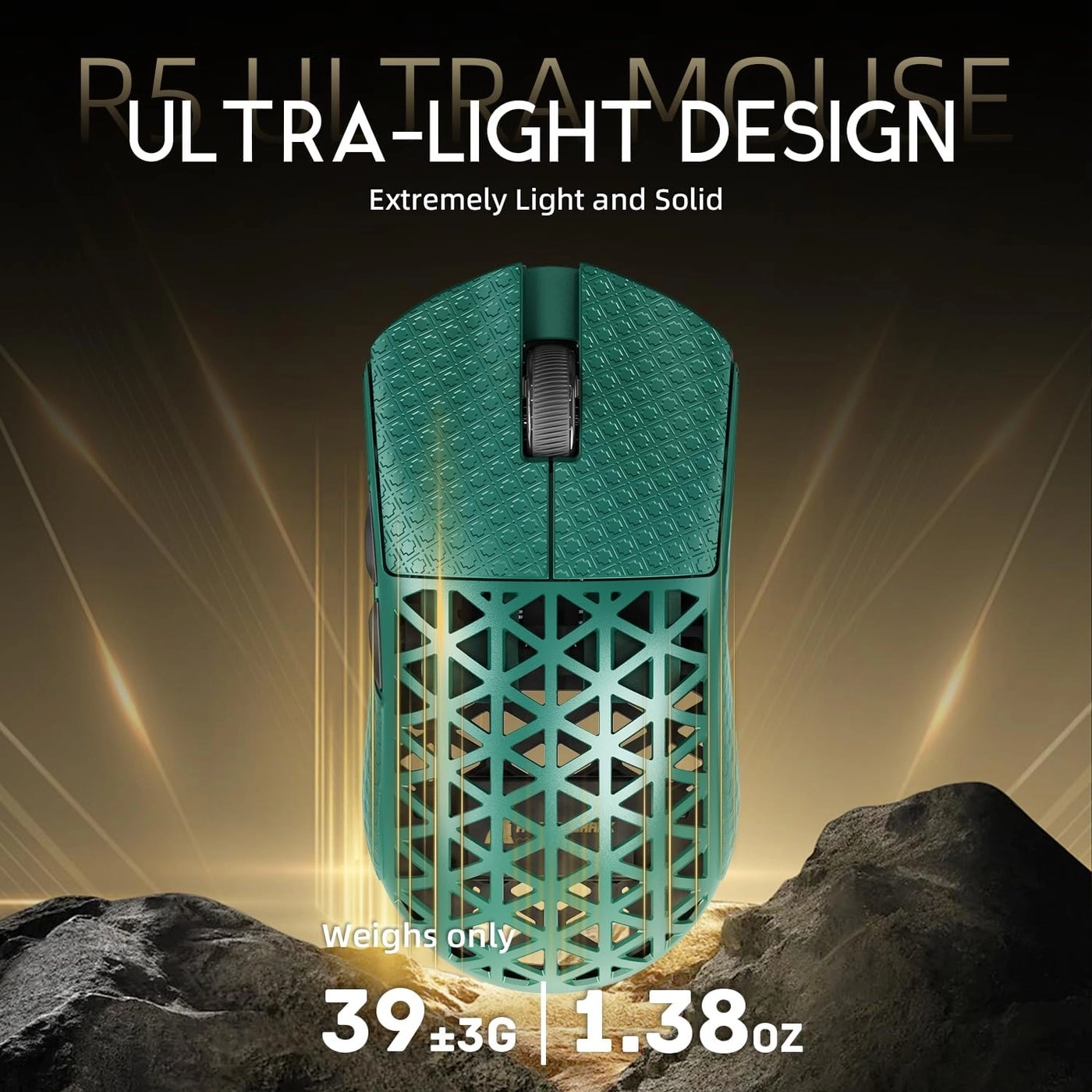 R5Ultra 8K Carbon Fiber Gaming Mouse - 2.4G Wireless Bluetooth USB