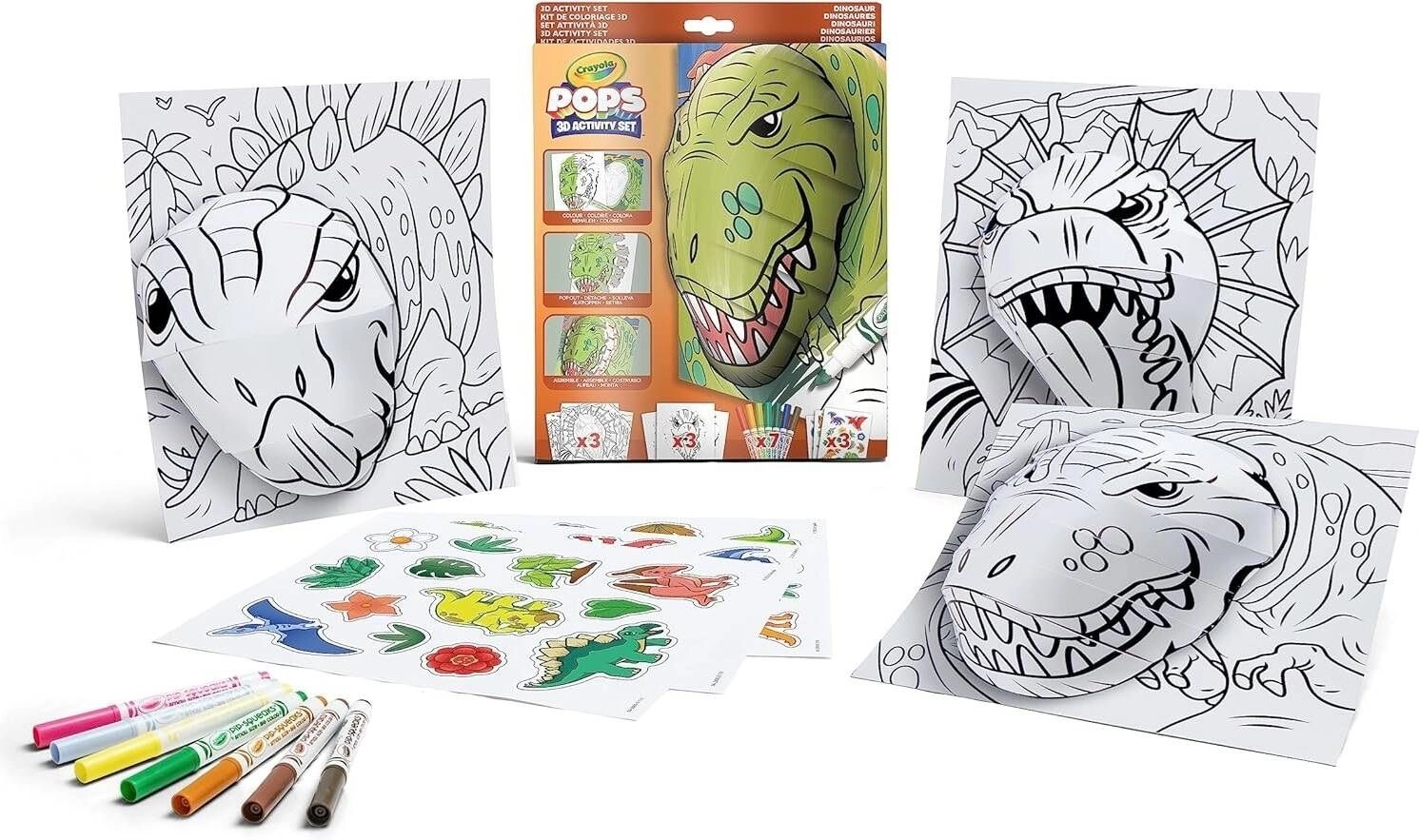 Pops 3D Dinos - 7 washable markers