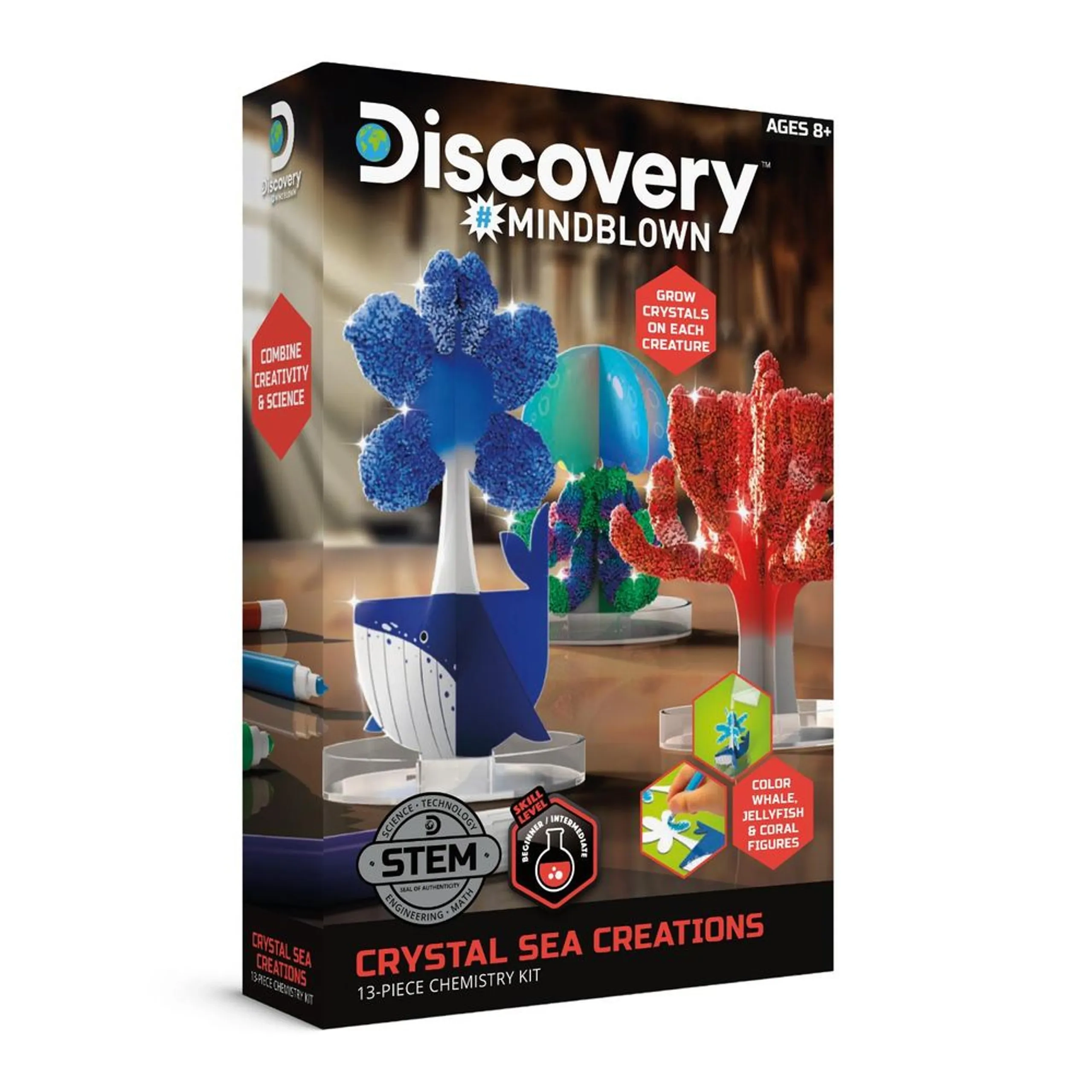 DISCOVERY MINDBLOWN Crystal Sea Creations Chemistry Kit - 8 years+ 13 pieces