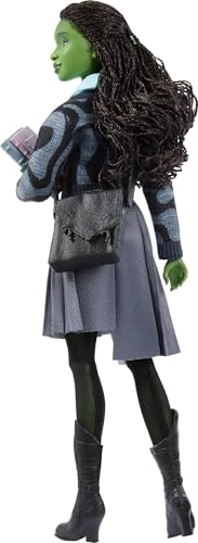 Elphaba Fashion Doll - Green skin Black braided hair Sheer black dress