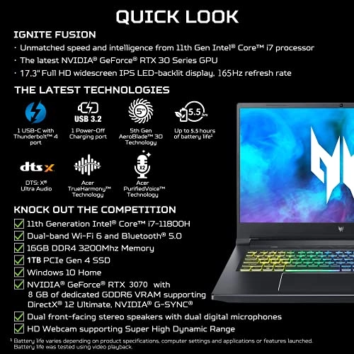 Predator Helios 300 PH317-55-77S4 - 17.3'' Core i7-11800H 16GB DDR4 1TB SSD