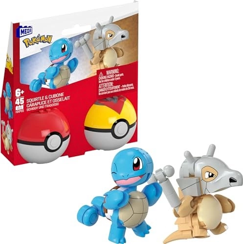 MEGA Pokemon Squirtle Cubone - 2 Poseable Characters 2 Inches Tall