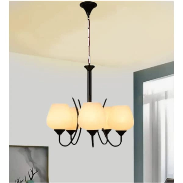 Carsten 711 SIX LIGHT CHANDELIER - 6 Lamp Black and Frosted