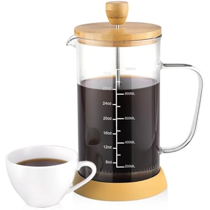 wedrink French Press - Borosilicate Glass Bamboo Lid