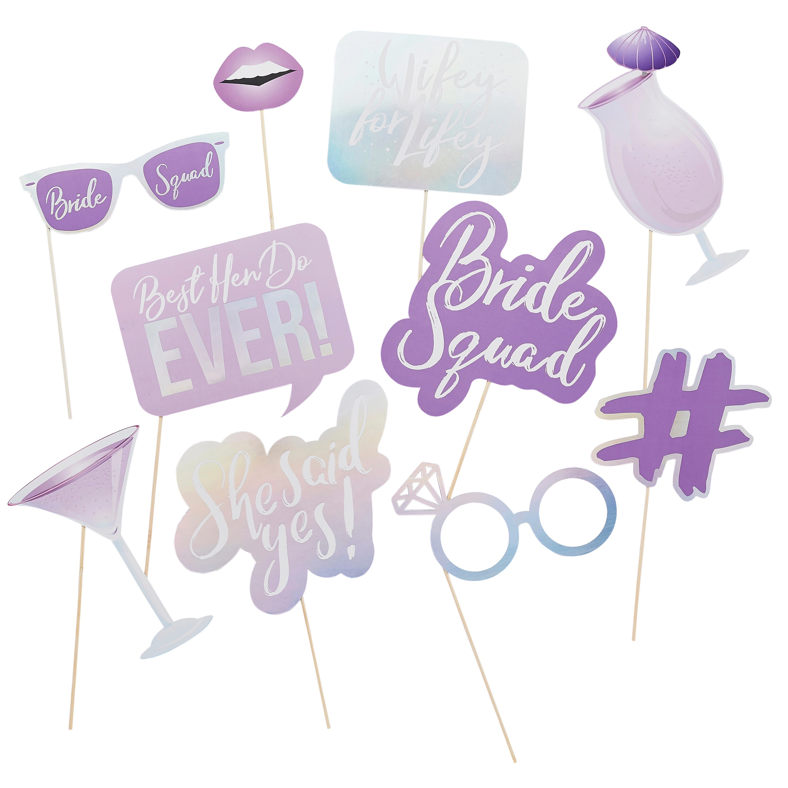 Party Zone Bride Squad Photo Booth Props - 10/Pack