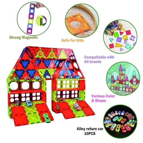 Magnetic Tiles Building Blocks - 3 months and up 105 pieces