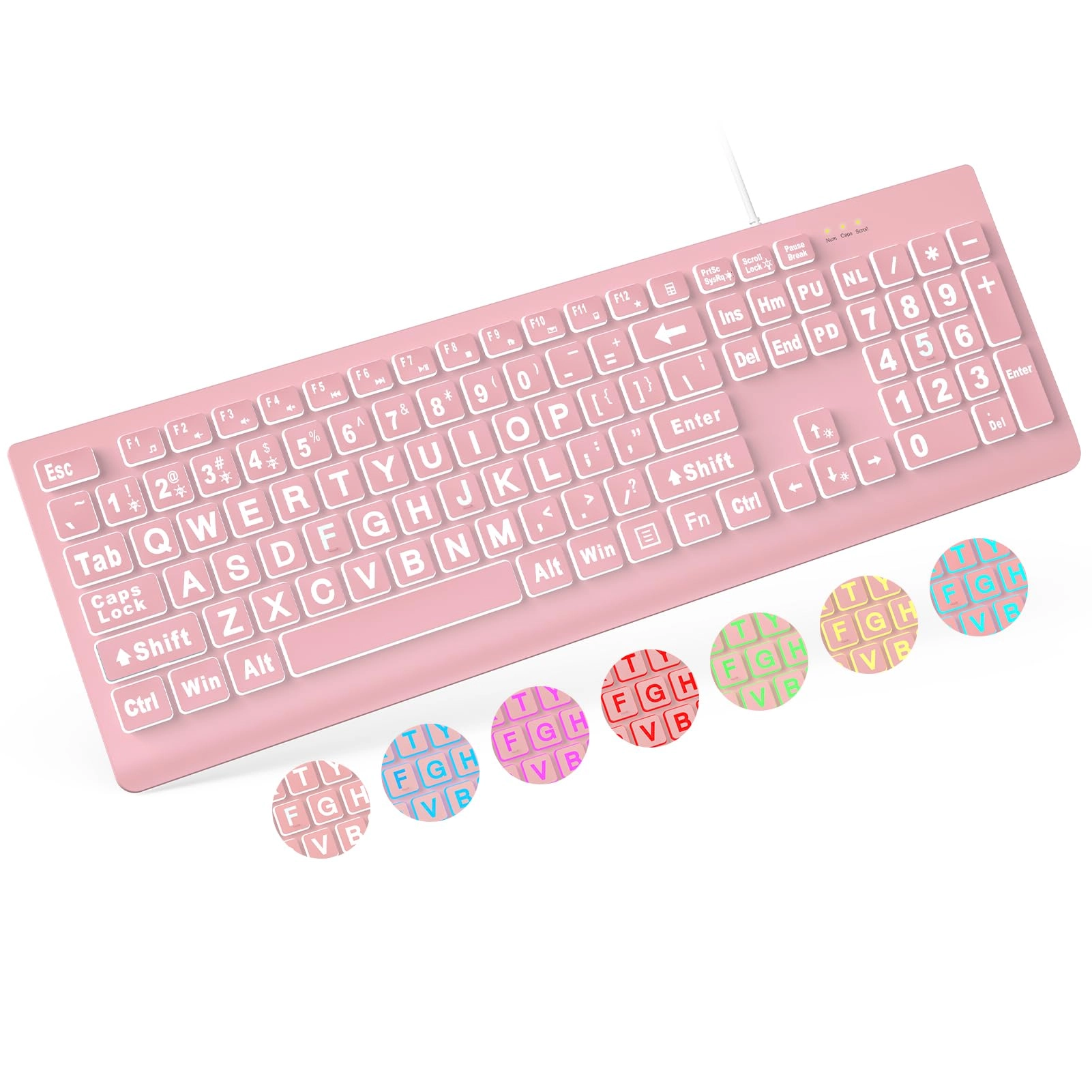 SABLUTE Large Print Backlit Keyboard - Standard Wired