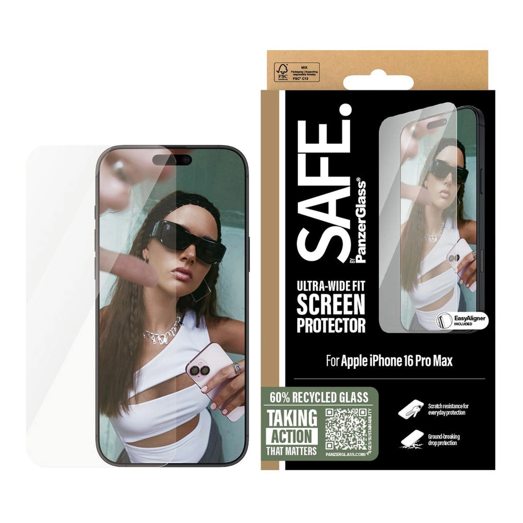 Ultra Wide Clear Tempered Glass Screen Protector for iPhone 16 Pro Max