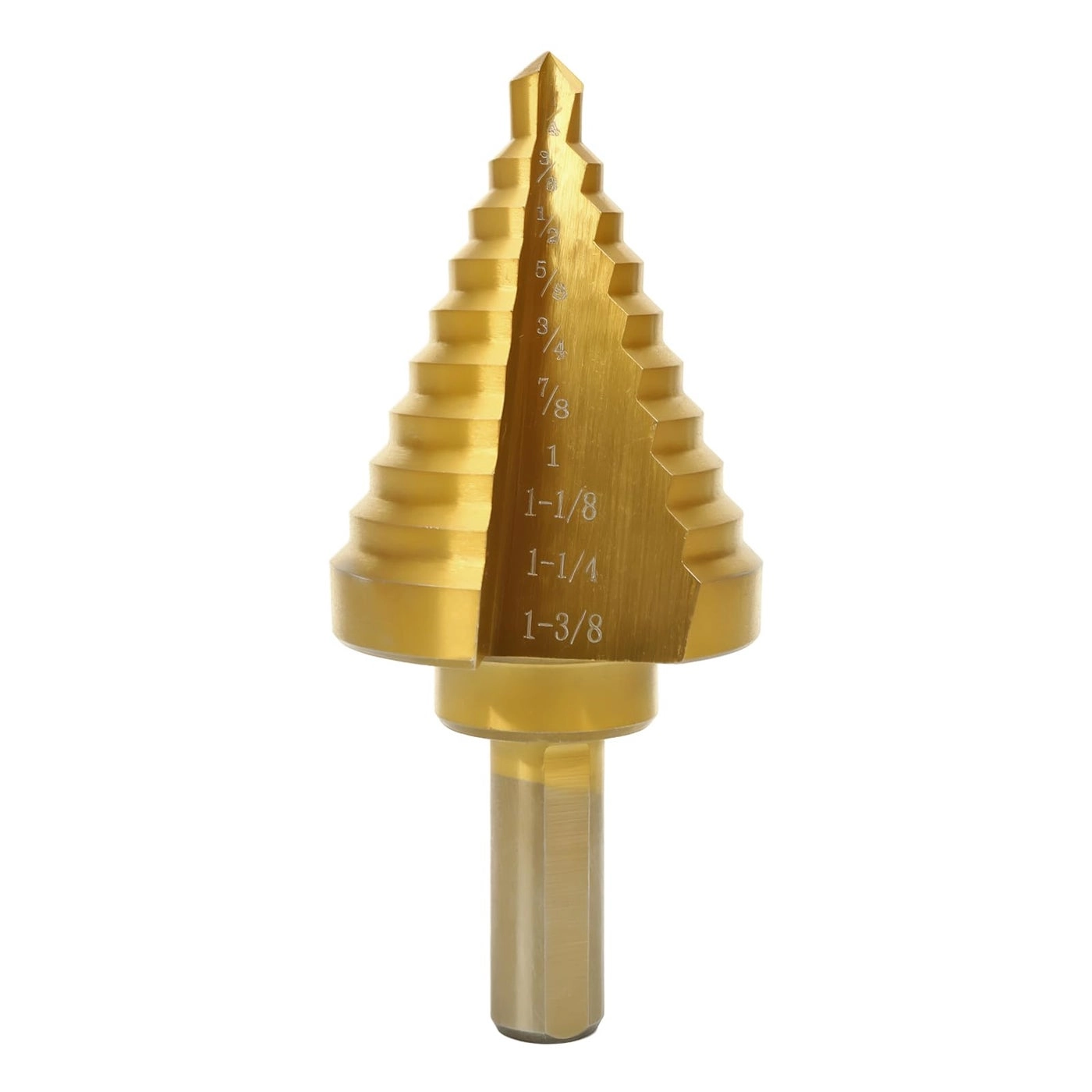 COMOWARE Step Drill Bit - Titanium Coated Total 10 Sizes from 1/4" to 1-3/8"