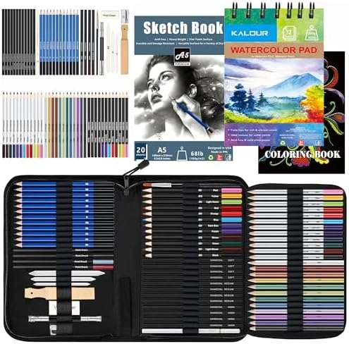 kalour Drawing Sketching Kit - 76pcs SketchbookWatercolor Paper