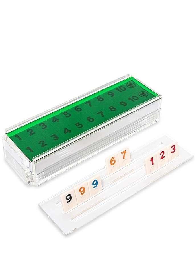 HY Toys Rummikub - 106 tiles 4 racks Acrylic Case (Green lid)