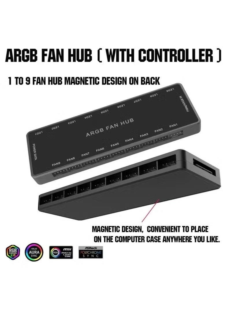 ARGB Fan HUB Controller - 9 fans