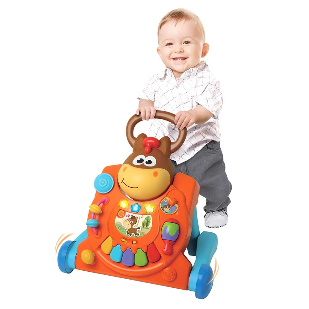 3 In 1 Twinkling Horse Table Walker - lights sounds music table legs fold