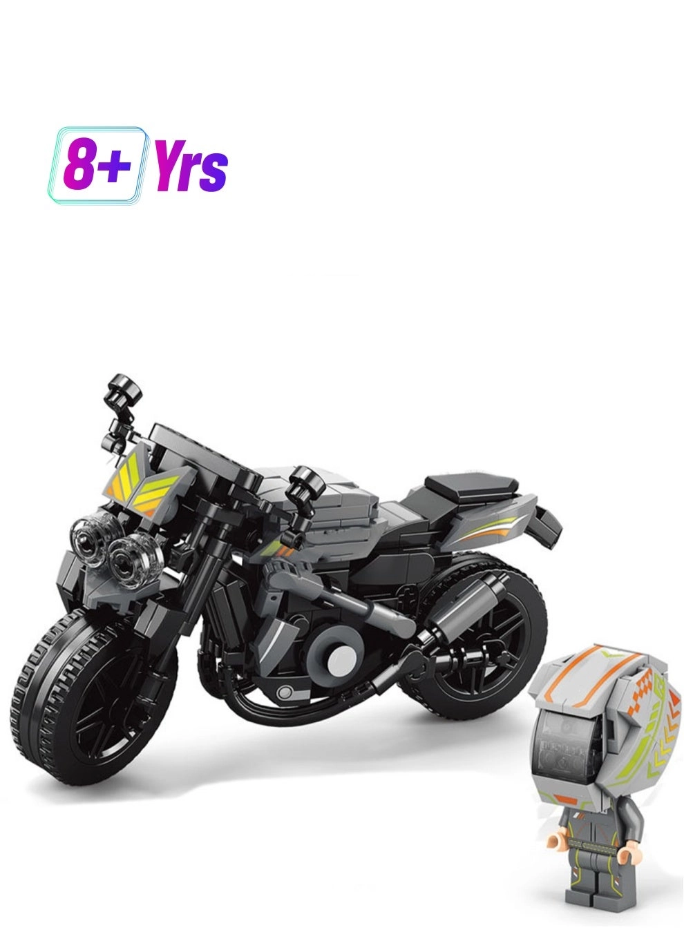 Generic Motorcycle Model Set - Sci-Fi Silver Building Blocks