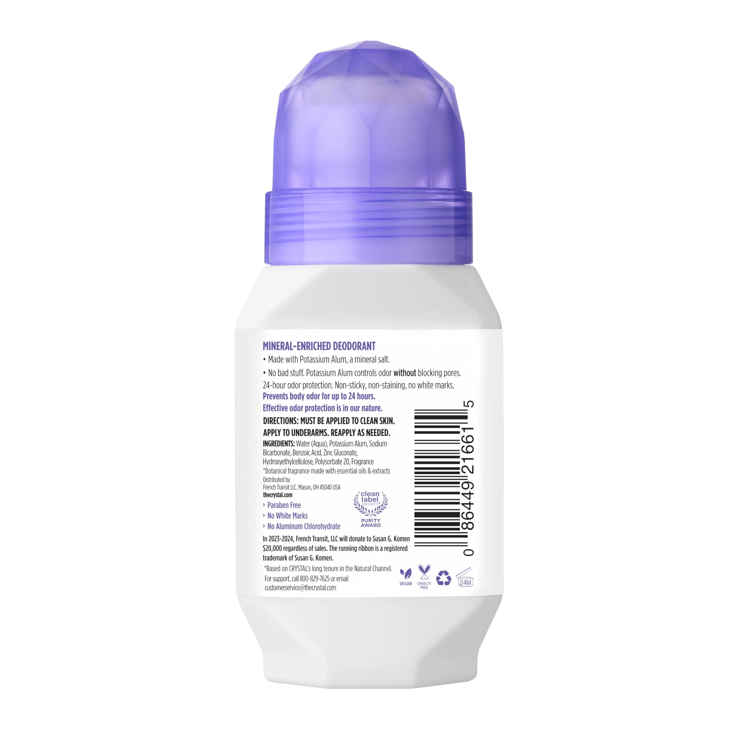 Mineral Deodorant Roll-On - Lavender & White Tea 2.25 Fl Oz