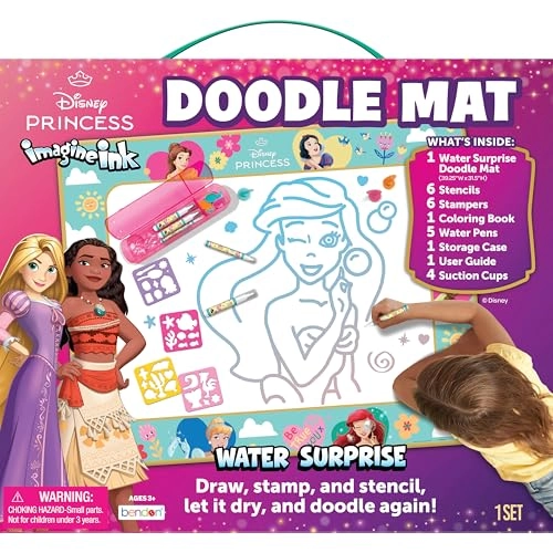 Imagine Ink Water Surprise Doodle Mat - 5 water pens 6 stencils 6 stampers